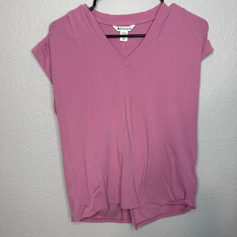 Athleta Outbound Twist Back Pink Tee XXS